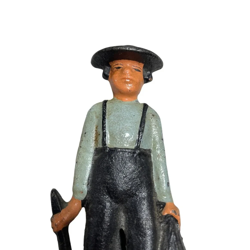 Vintage Amish Farmer Wall Plaque Letter Holder Cast Iron WIlton Products